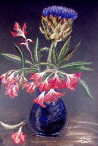 Voir le détail de cette oeuvre: Fleurs d'artichaut et laurier rose